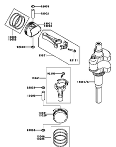 Kawasaki Fh721v-Bs24 Piston And Crankshaft Diagram and Parts List for M54-KW 53AI8CT4050-25HP Cub Cadet Lawn Tractor